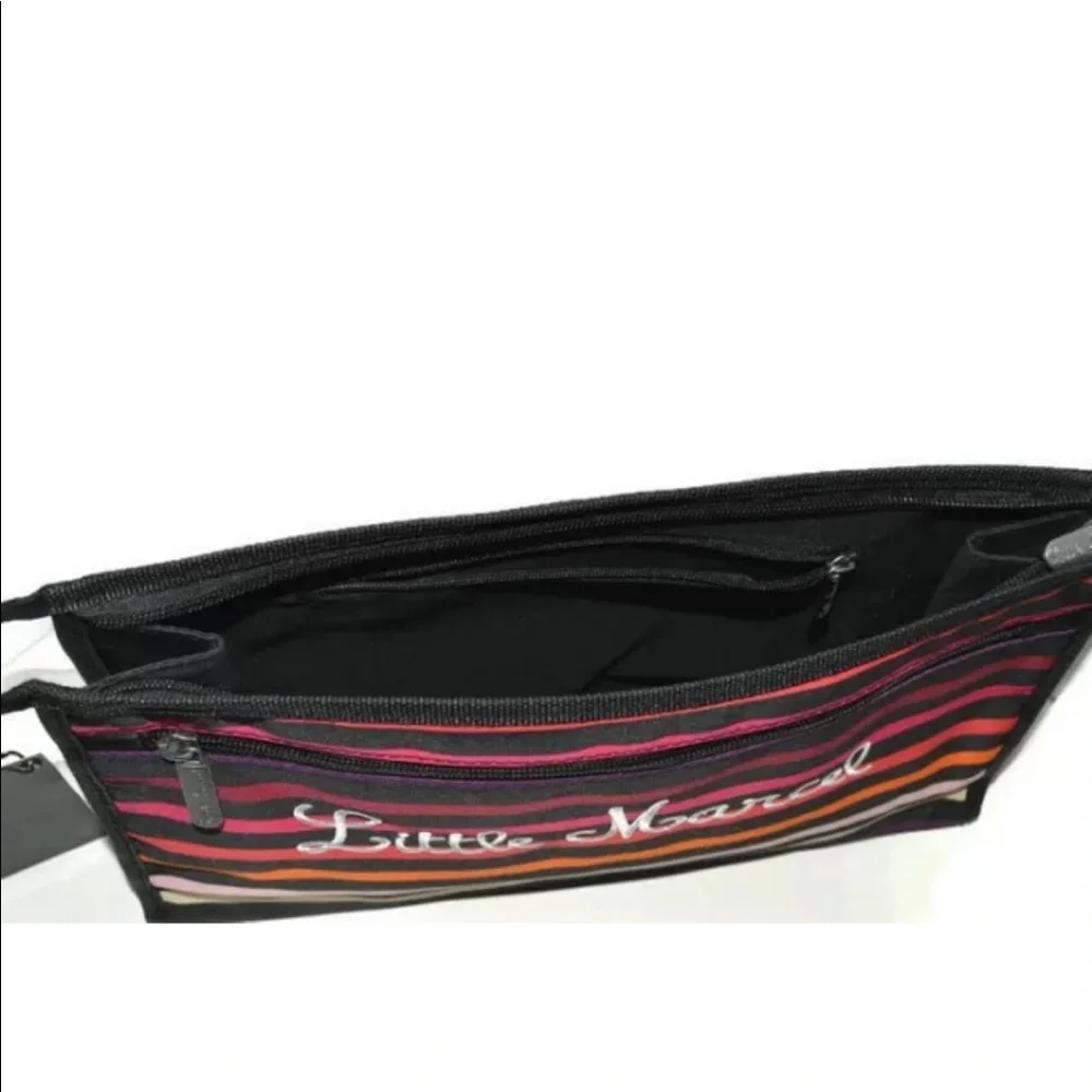 Little Marcel Clutch Black Multicolor Cosmetic Makeup Accessory Travel Bag